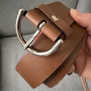 Coach Brown Leather Belt with Silver Buckle